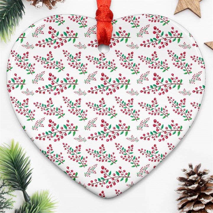 Christmas Shading Festivals Floral Pattern Heart Ornament (Two Sides)