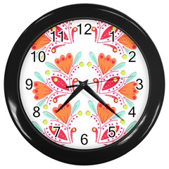 Batik T- Shirt Batik Flower Pattern8 Wall Clock (black) by EnriqueJohnson