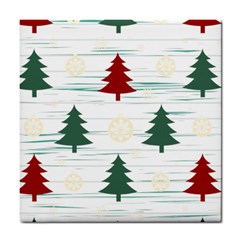 Christmas Tree Snowflake Pattern Tile Coaster by Sarkoni