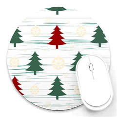 Christmas Tree Snowflake Pattern Round Mousepad by Sarkoni