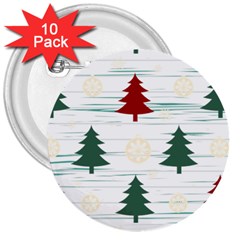 Christmas Tree Snowflake Pattern 3  Buttons (10 Pack)  by Sarkoni