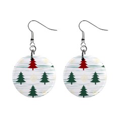 Christmas Tree Snowflake Pattern Mini Button Earrings by Sarkoni