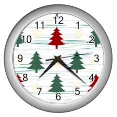 Christmas Tree Snowflake Pattern Wall Clock (silver) by Sarkoni