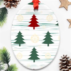 Christmas Tree Snowflake Pattern Oval Ornament (two Sides) by Sarkoni