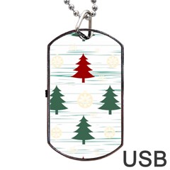 Christmas Tree Snowflake Pattern Dog Tag Usb Flash (one Side) by Sarkoni