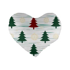 Christmas Tree Snowflake Pattern Standard 16  Premium Heart Shape Cushions by Sarkoni