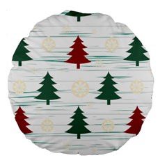 Christmas Tree Snowflake Pattern Large 18  Premium Flano Round Cushions by Sarkoni