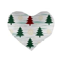 Christmas Tree Snowflake Pattern Standard 16  Premium Flano Heart Shape Cushions by Sarkoni