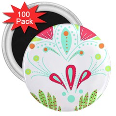 Batik T- Shirt Batik Flowers  Pattern T- Shirt 3  Magnets (100 Pack)