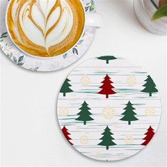 Christmas Tree Snowflake Pattern Uv Print Round Tile Coaster by Sarkoni