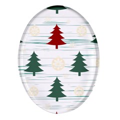 Christmas Tree Snowflake Pattern Oval Glass Fridge Magnet (4 Pack) by Sarkoni