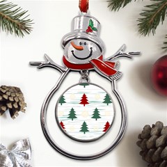 Christmas Tree Snowflake Pattern Metal Snowman Ornament by Sarkoni