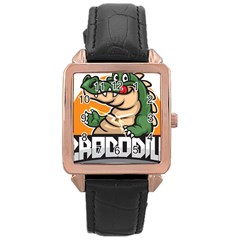 Funny Crocodile Rose Gold Leather Watch  by Sarkoni