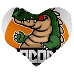 Funny Crocodile Large 19  Premium Flano Heart Shape Cushions Back