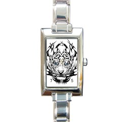 White And Black Tiger Rectangle Italian Charm Watch