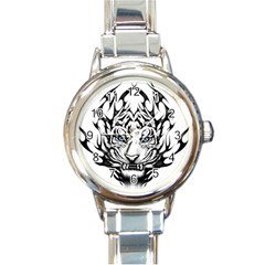 White And Black Tiger Round Italian Charm Watch