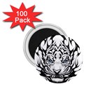 White And Black Tiger 1.75  Magnets (100 pack)  Front