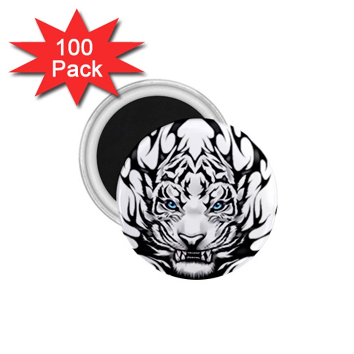 White And Black Tiger 1.75  Magnets (100 pack) 