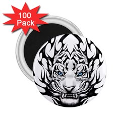 White And Black Tiger 2 25  Magnets (100 Pack)  by Sarkoni