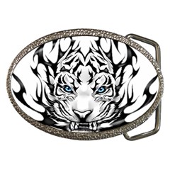 White And Black Tiger Belt Buckles by Sarkoni