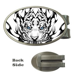 White And Black Tiger Money Clips (oval)  by Sarkoni