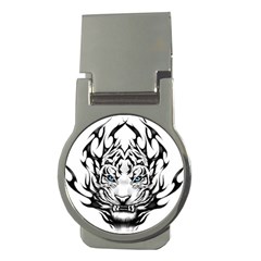 White And Black Tiger Money Clips (round)  by Sarkoni