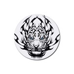 White And Black Tiger Rubber Coaster (Round) Front