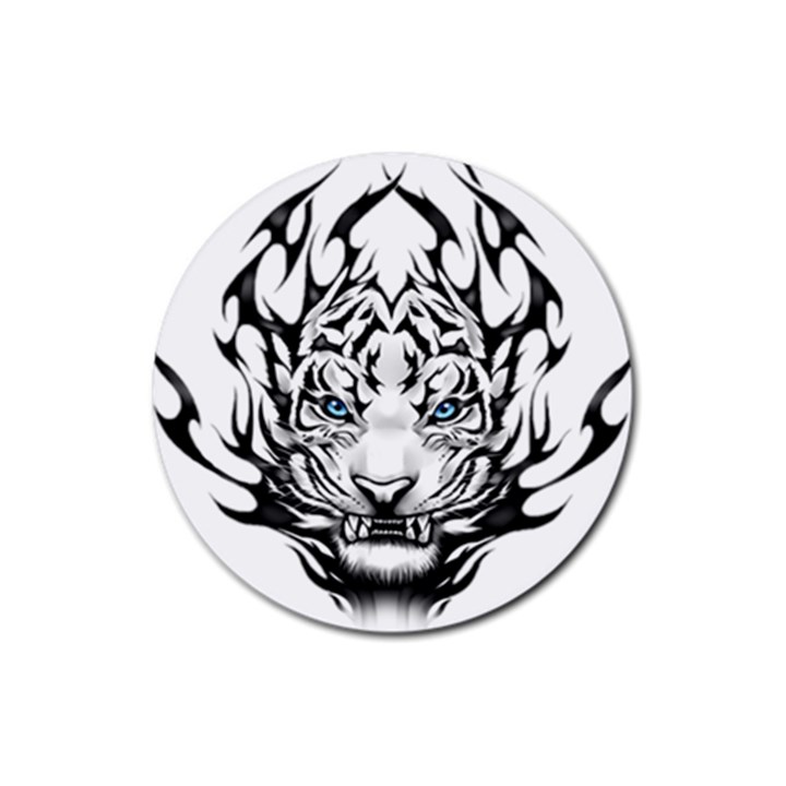 White And Black Tiger Rubber Coaster (Round)