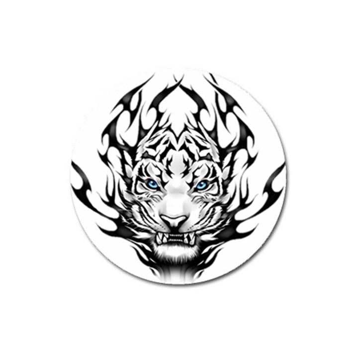 White And Black Tiger Magnet 3  (Round)