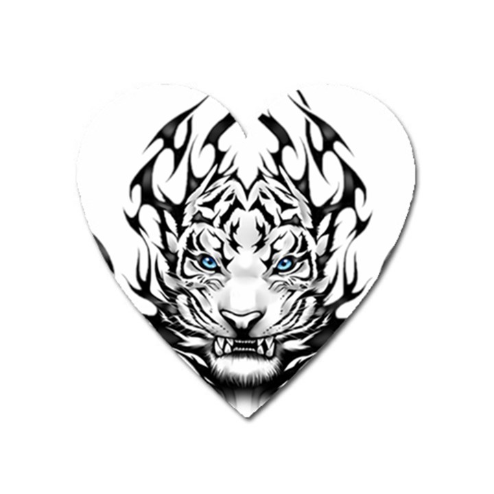 White And Black Tiger Heart Magnet