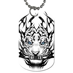 White And Black Tiger Dog Tag (One Side)