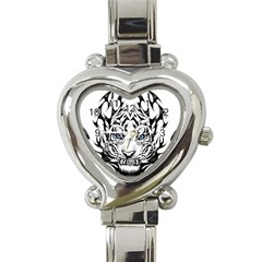 White And Black Tiger Heart Italian Charm Watch