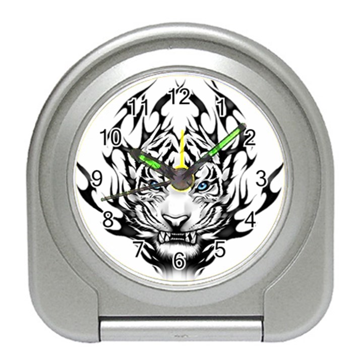 White And Black Tiger Travel Alarm Clock