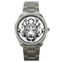 White And Black Tiger Sport Metal Watch