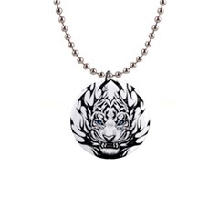 White And Black Tiger 1  Button Necklace