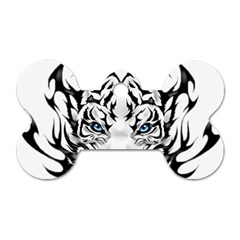 White And Black Tiger Dog Tag Bone (Two Sides)