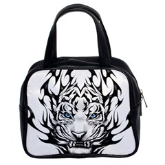 White And Black Tiger Classic Handbag (Two Sides)