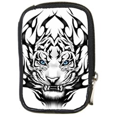 White And Black Tiger Compact Camera Leather Case