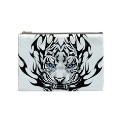 White And Black Tiger Cosmetic Bag (medium) by Sarkoni