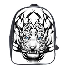 White And Black Tiger School Bag (Large)