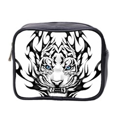 White And Black Tiger Mini Toiletries Bag (Two Sides)