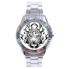 White And Black Tiger Stainless Steel Analogue Watch