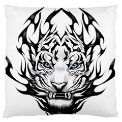 White And Black Tiger Large Cushion Case (one Side) by Sarkoni