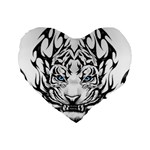 White And Black Tiger Standard 16  Premium Heart Shape Cushions Front