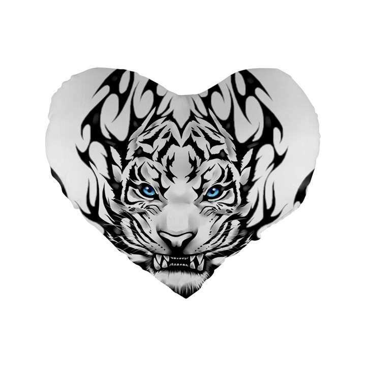 White And Black Tiger Standard 16  Premium Heart Shape Cushions