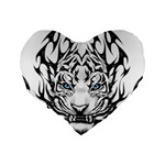 White And Black Tiger Standard 16  Premium Heart Shape Cushions Back