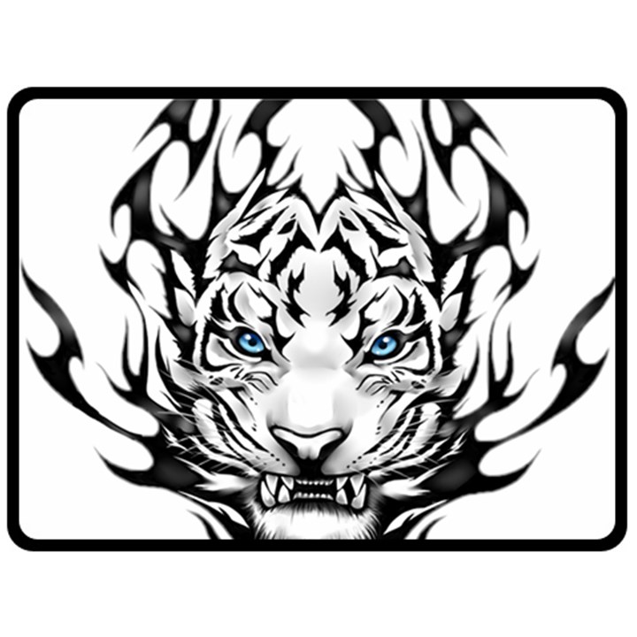 White And Black Tiger Two Sides Fleece Blanket (Large)