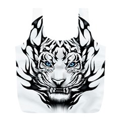 White And Black Tiger Full Print Recycle Bag (l)