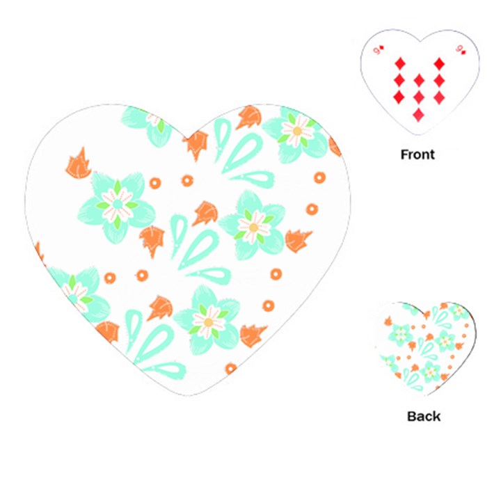 Batik T- Shirt Batik Flowers Pattern 15 Playing Cards Single Design (Heart)