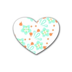 Batik T- Shirt Batik Flowers Pattern 15 Rubber Coaster (heart) by EnriqueJohnson